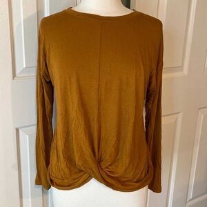 Elegant Ochre Long Sleeve Women's Top